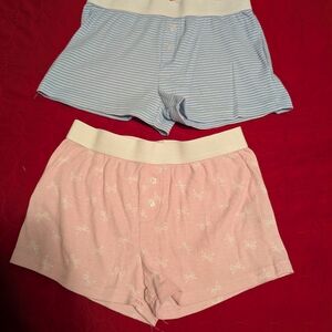 Striped and Bow Print Boxer Shorts Set